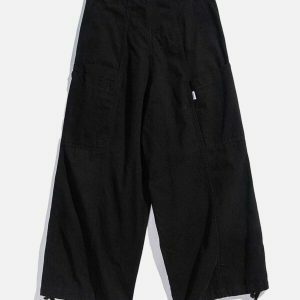 patchwork drawstring baggy pants [edgy] 5230